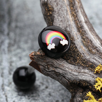 Detail View 1 of Rainbow Logo Acrylic Barbell Tongue Ring-Black